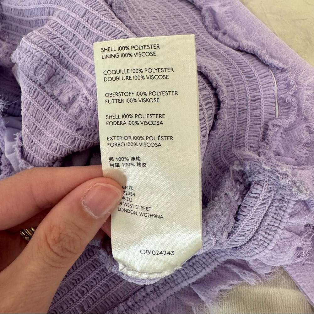 Free‎ People Lolita Top Lavender Purple Sheer Long Sleeve Ruffle Smocked Medium - Picture 7 of 11